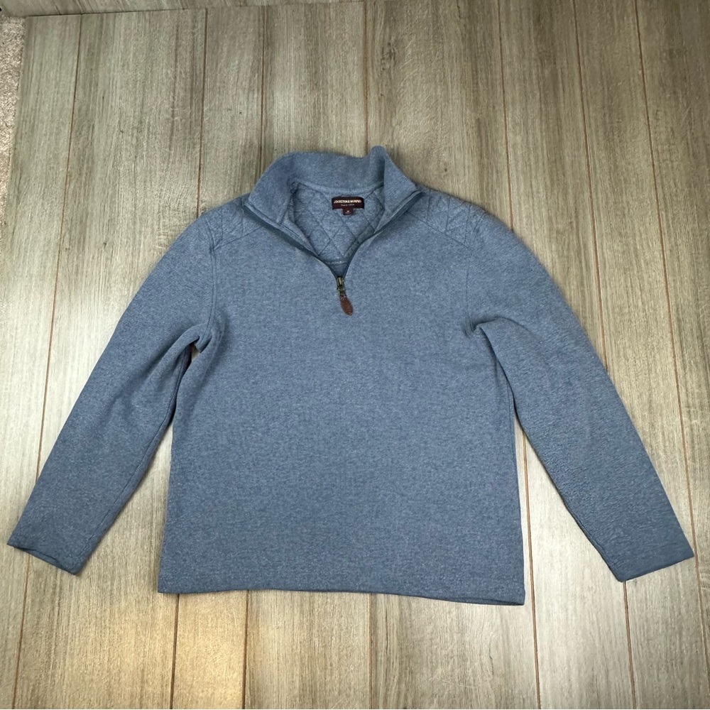 Johnston Murphy 1/4 Zip Pullover Sweater Men’s M Quilted Blue *flaw
